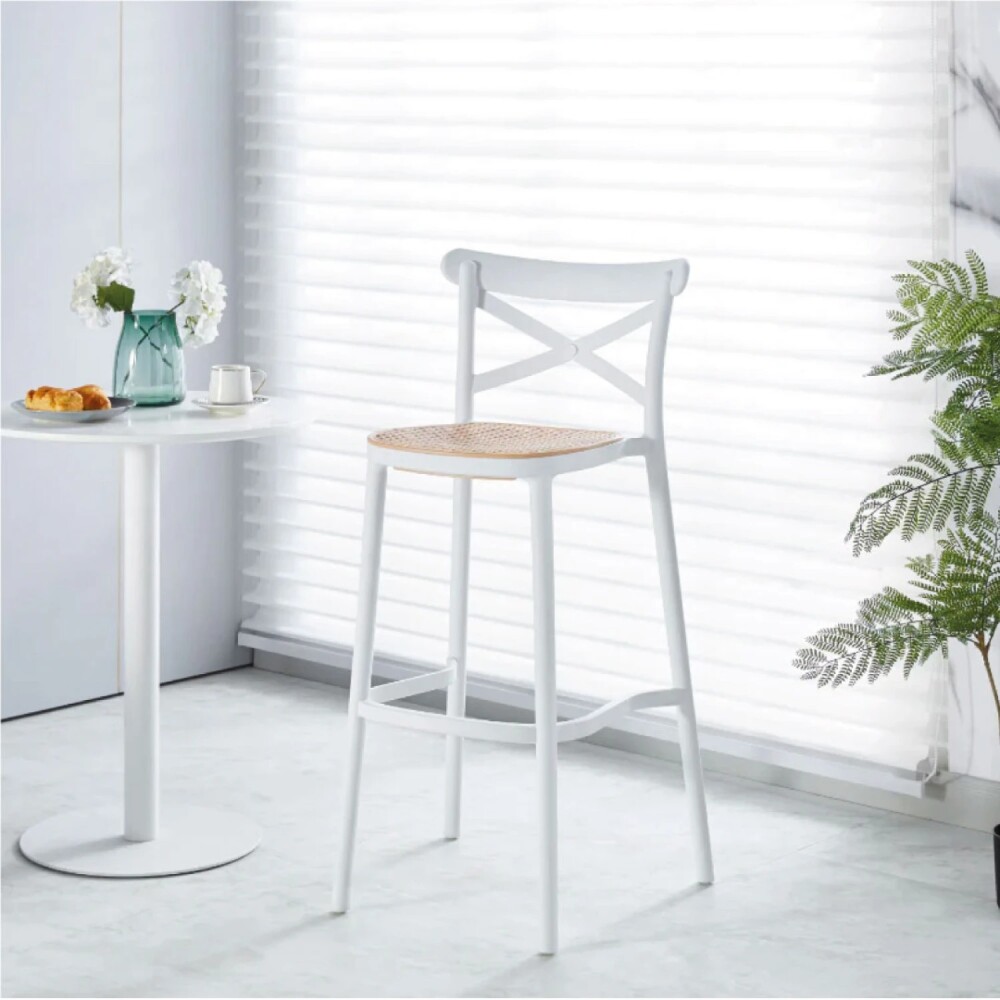 Taburete Plats - Simil Ratan Blanco