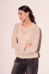 Sweater Lurex Beige Melange