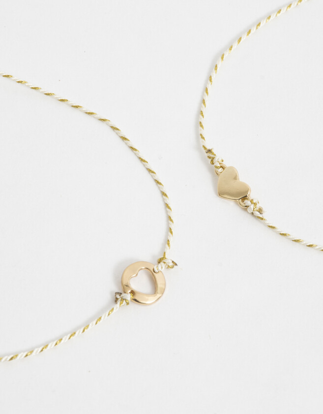 Pulseras Flexibles Sets Con corazón Set De Pulseras De Hilo Con Dijes - Dorado