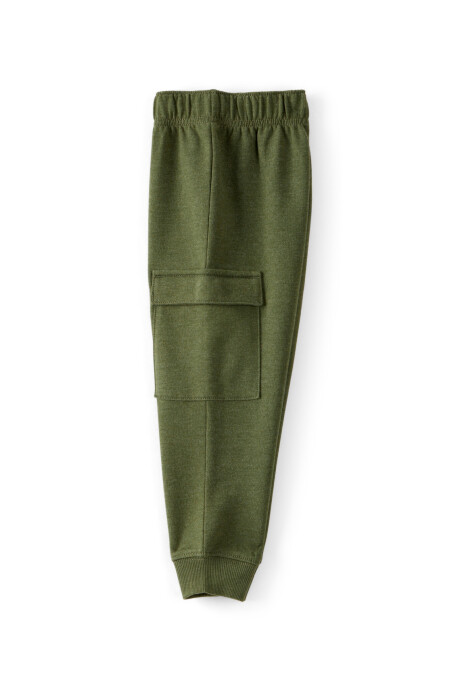 Set dos piezas de algodón, pantalón verde y buzo estampa construcción Sin color