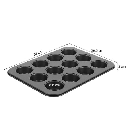 Asadera Molde de Horno Antiadherente X12 Muffins Magdalenas Gris