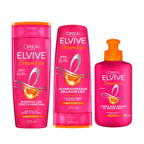 Pack Elvive Dream Liso - Shampoo 370 + Acondicionador 370 + Crema De Peinar 300ml Pack Elvive Dream Liso - Shampoo 370 + Acondicionador 370 + Crema De Peinar 300ml