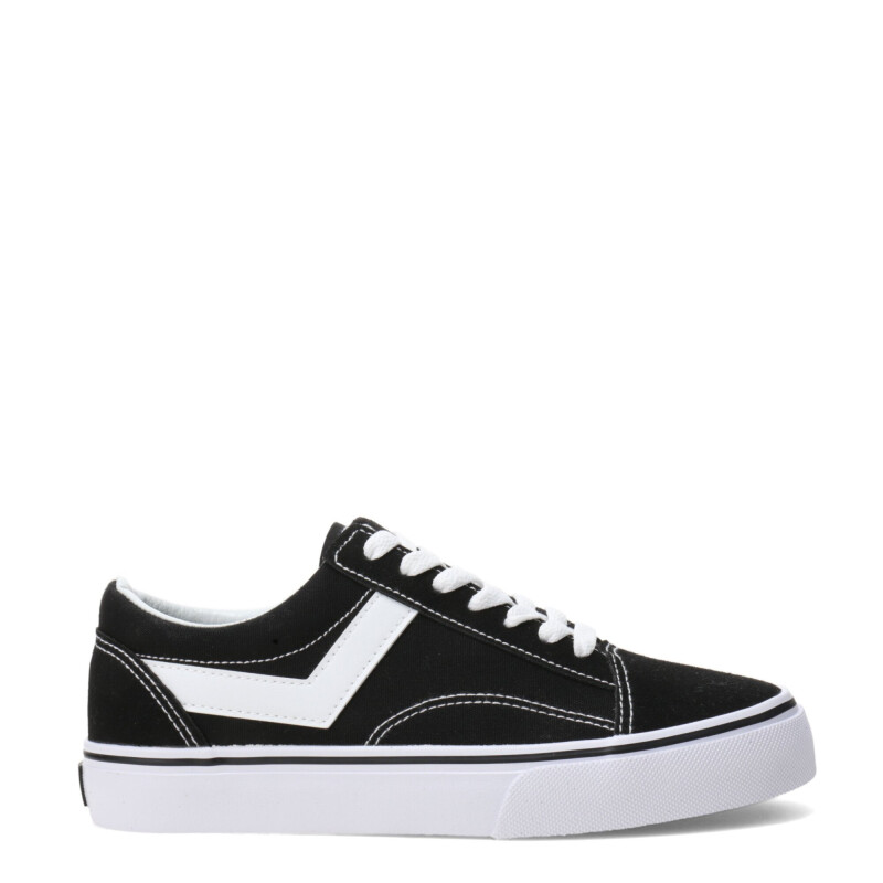 Championes Unisex PONY Casual Lona Gamuza Negro - Blanco