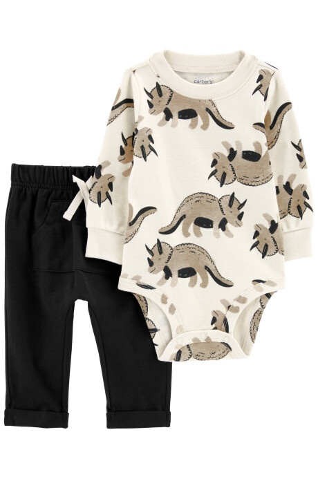 Set dos piezas pantalón y body de algodón diseño dinos Sin color