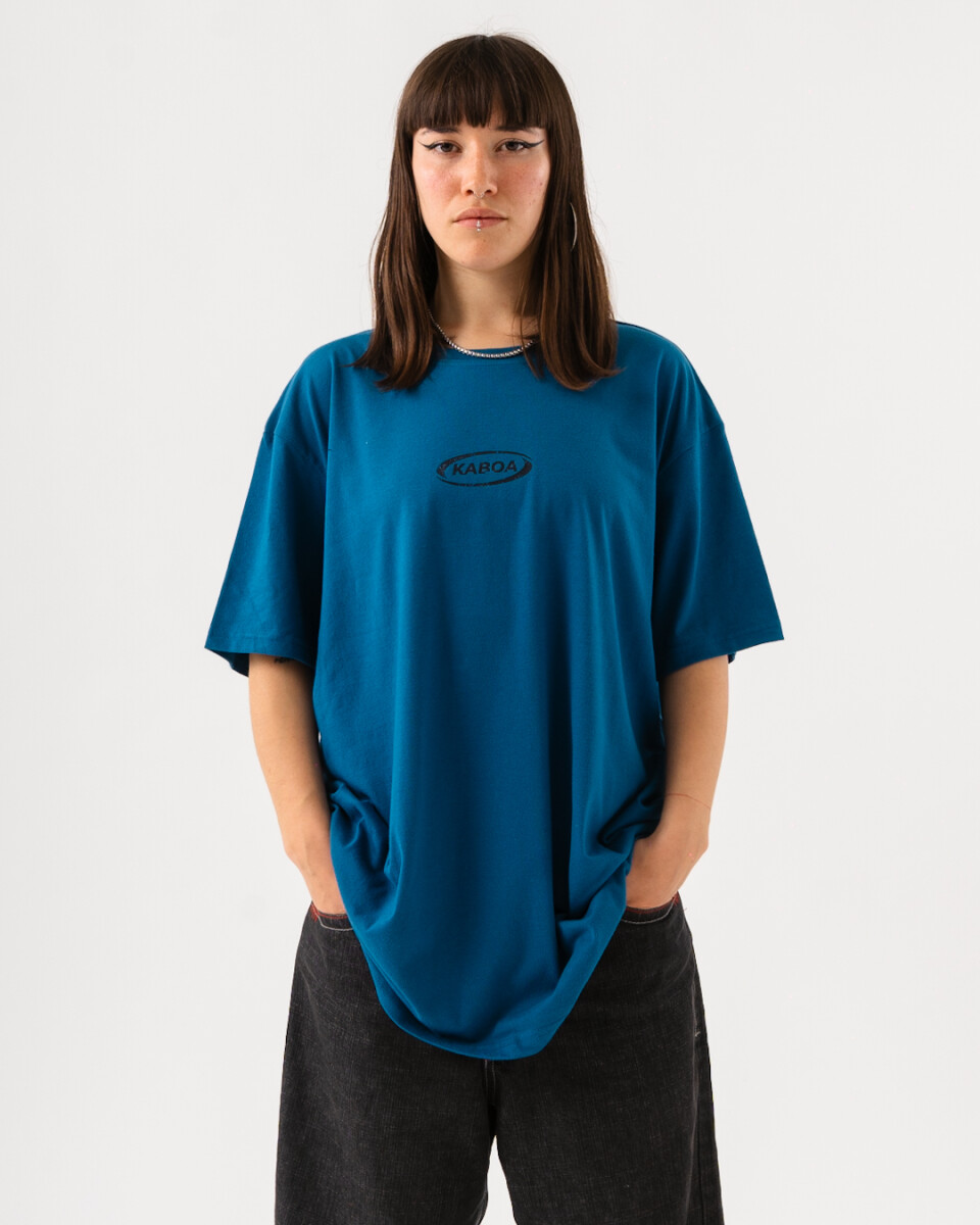 REMERA AZUL LOGO METALICO 
