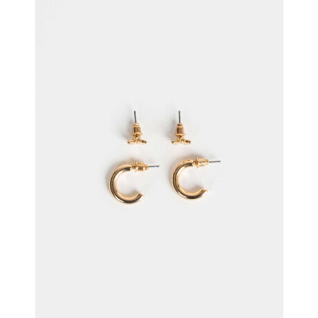 Set De Aros Bañado En Oro Dorado