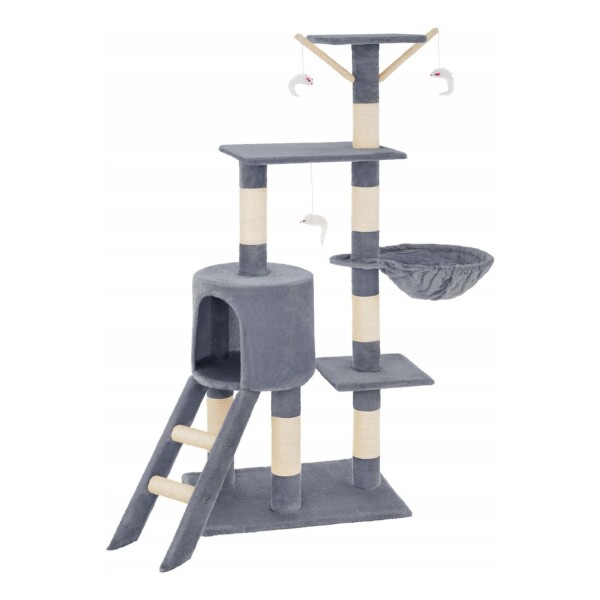 Rascador Torre 5 Niveles En Felpa Y Sisal Para Gato Juego Variante Color Gris Claro