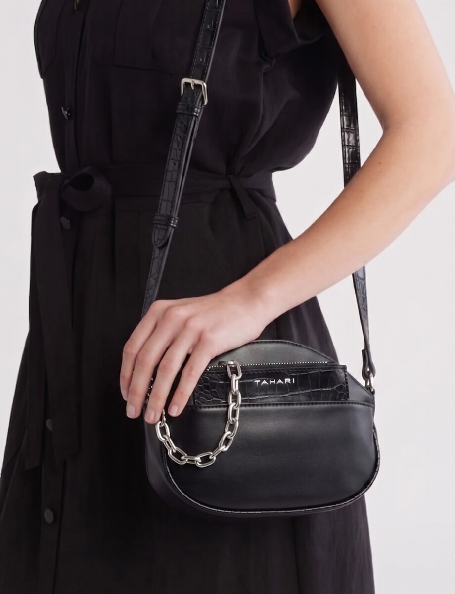 Cartera Crossbody Con Monedero - Negro 