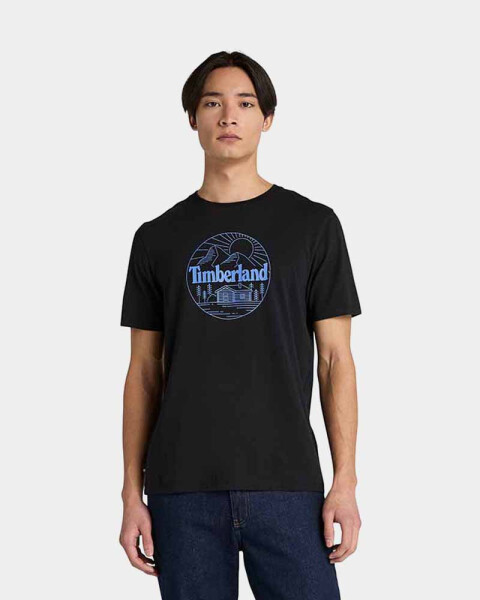Polo Mountain Graphic Manga Corta Hombre Black