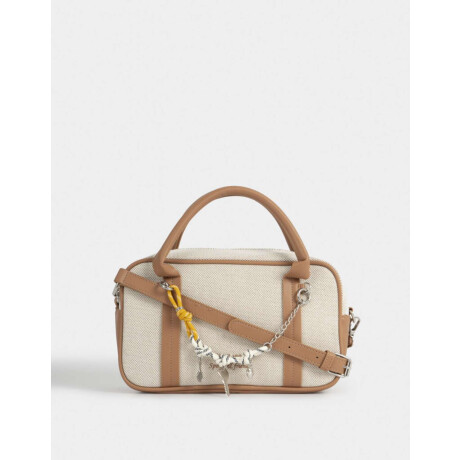 Cartera Bowling Con Charm Blanco Crudo