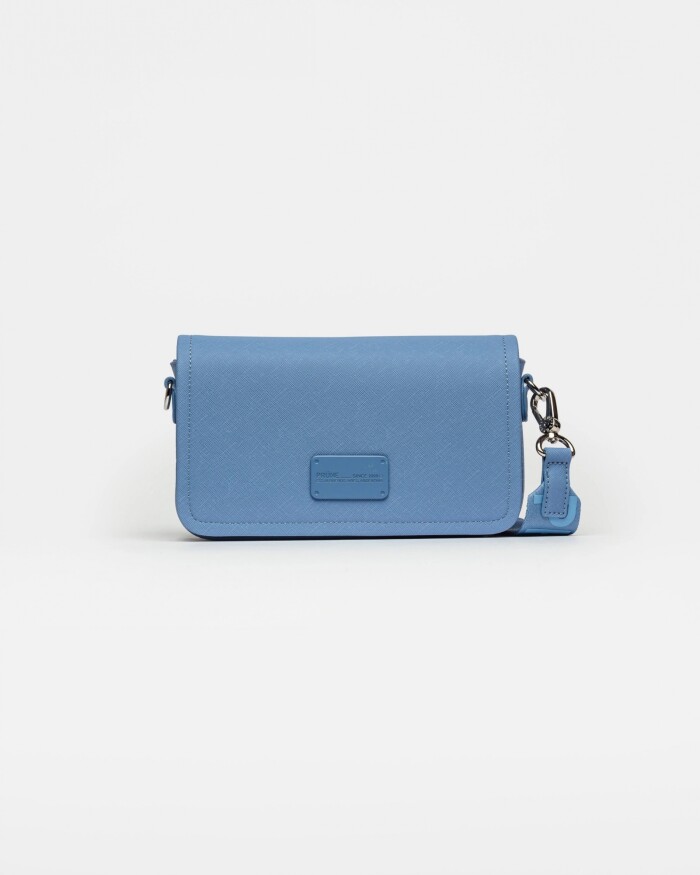 Bandolera The Flap Penny en efecto cuero saffiano Coast Blue
