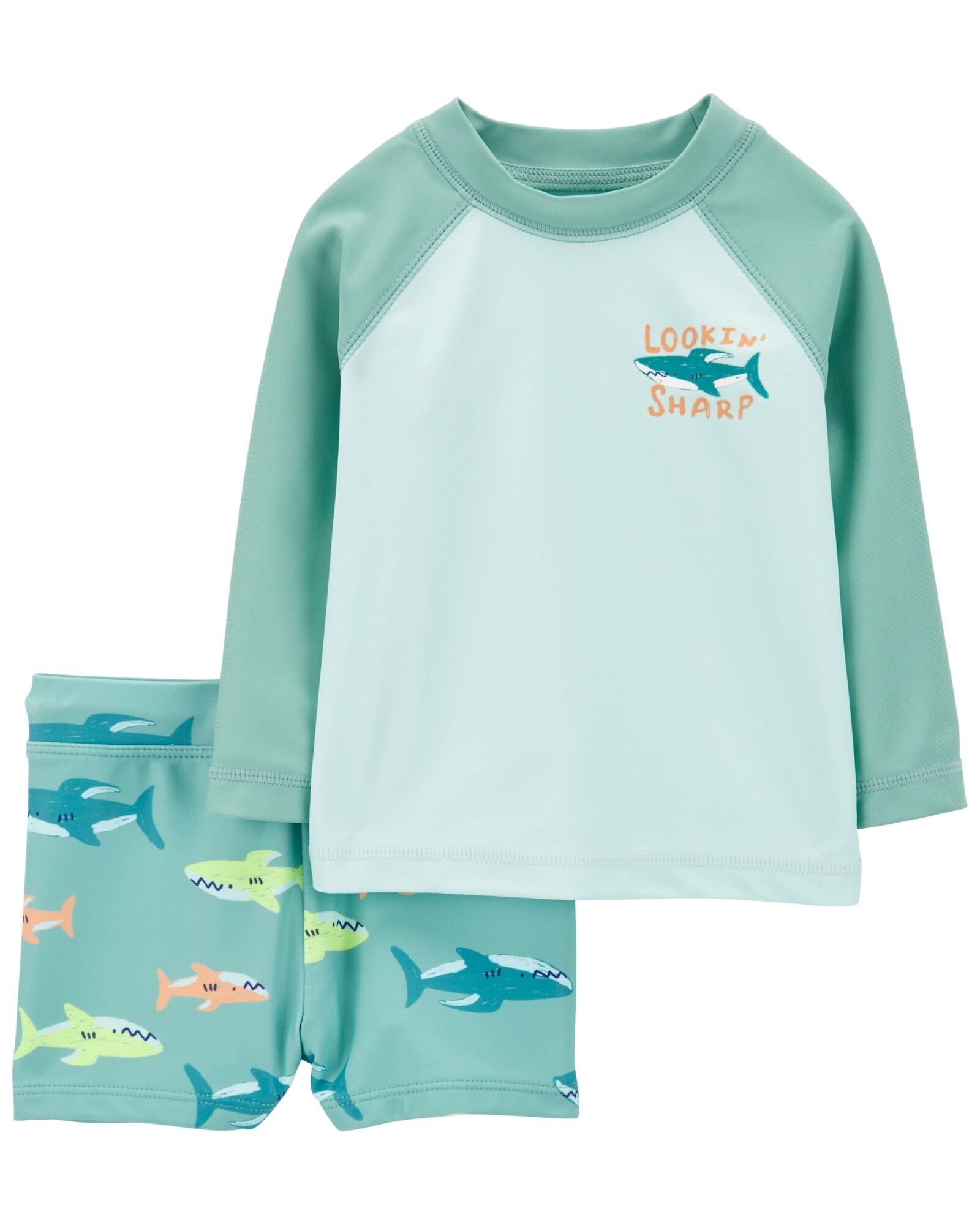 Traje de baño dos piezas con protección UPF 50+ diseño tiburones Sin color