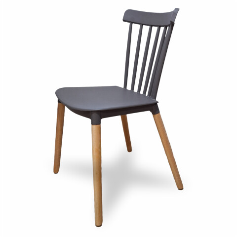 Silla Diseño Windsor con Patas de Madera para Comedor y Jardín - Gris Silla Diseño Windsor con Patas de Madera para Comedor y Jardín - Gris