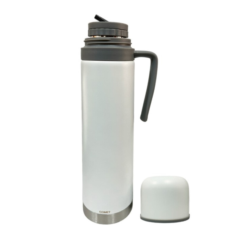 Termo Comet 750 ml Acero Inoxidable con Asa Fija y Pico Cebador BLANCO
