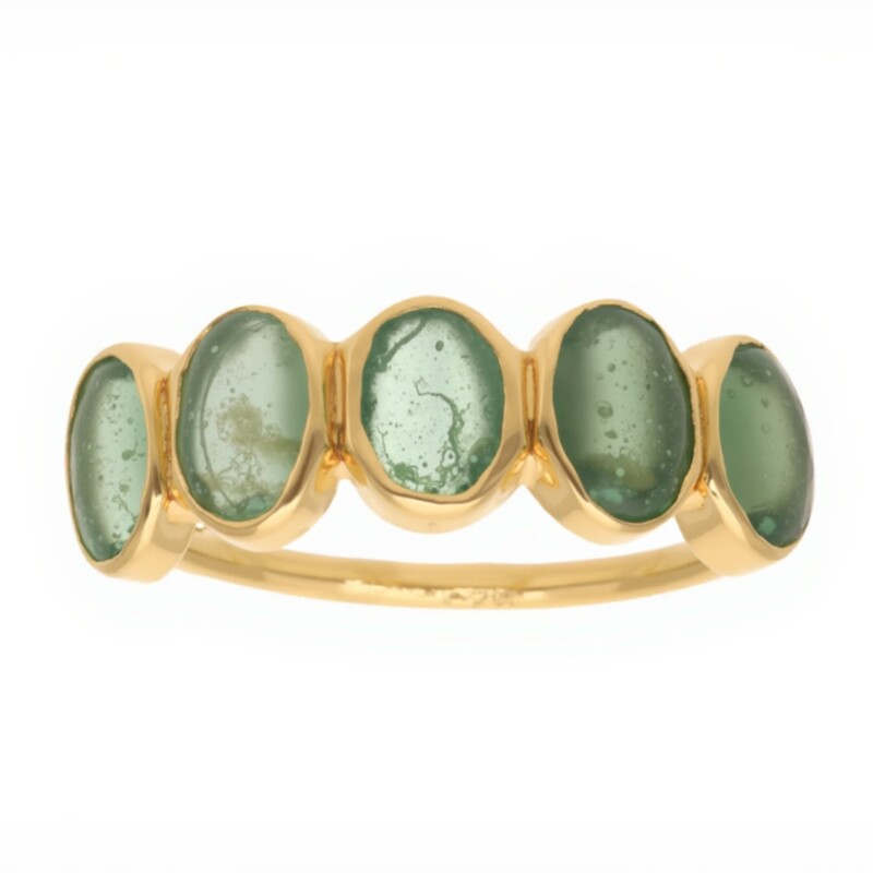 Anillo medio sin fin -Plata rodinada con micra oro 18k-Piedra Esmeralda- AN2019 conpiedra