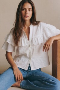 Blusa Volados Algodón Nacar