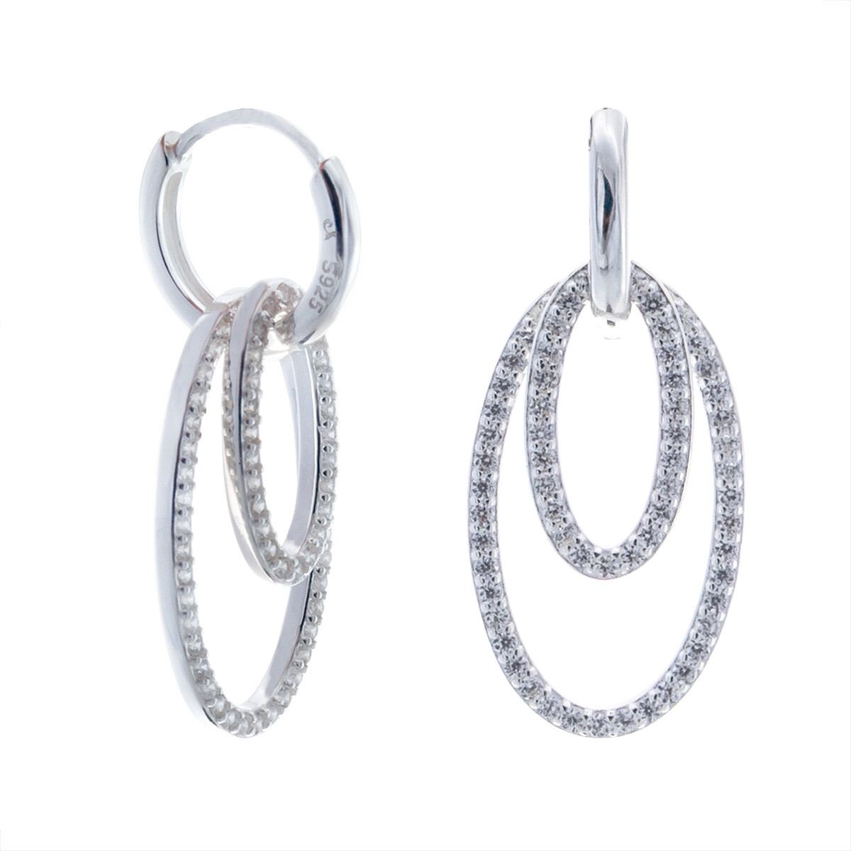 Par de aros de plata 925 con circonias. 