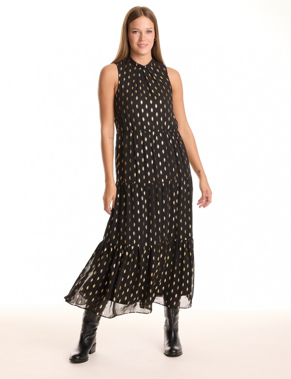 Vestido Gasa Lurex NEGRO/DORADO