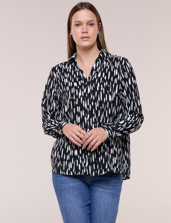 Camisa Gasa Print NEGRO/BLANCO