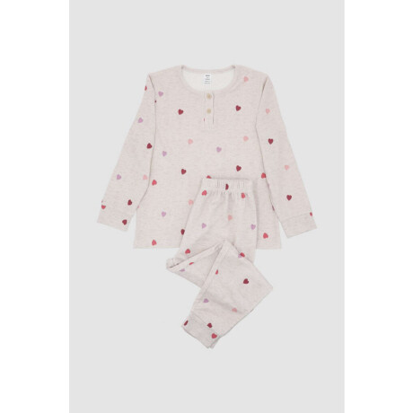 Pijama waffle hearts needle Marfil