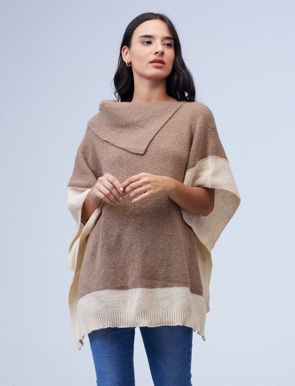 Poncho Colorblock TOSTADO/MULTI