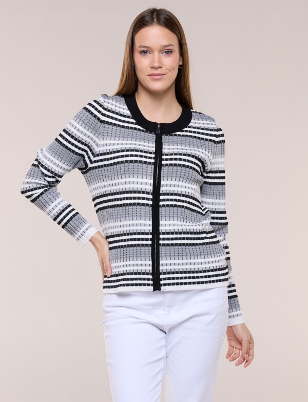 Cardigan Zip Lineas NEGRO/BLANCO