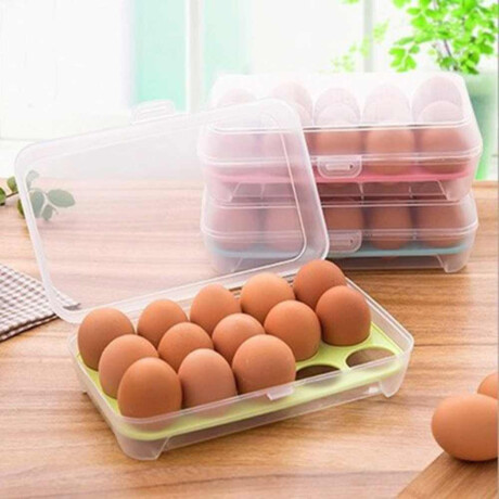 Huevera Organizador Plástico Para Almacenamiento 15 Huevos Transparente