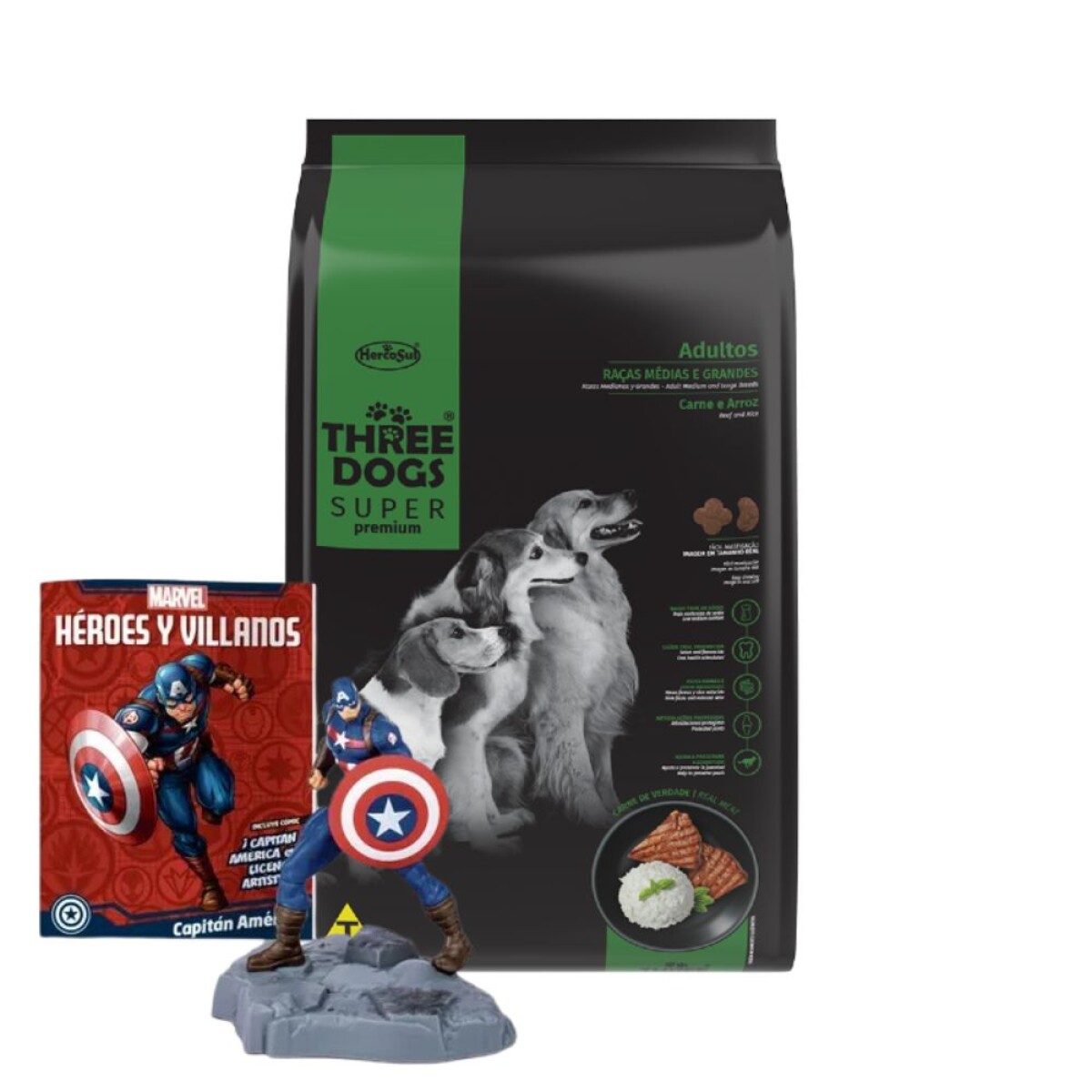 Three Dogs Super Premium Adulto Med/Gde 15+2kg 