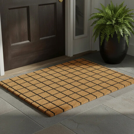 Alfombra Puerta Entrada Felpudo Coco Goma 40X60 Cuadriculado