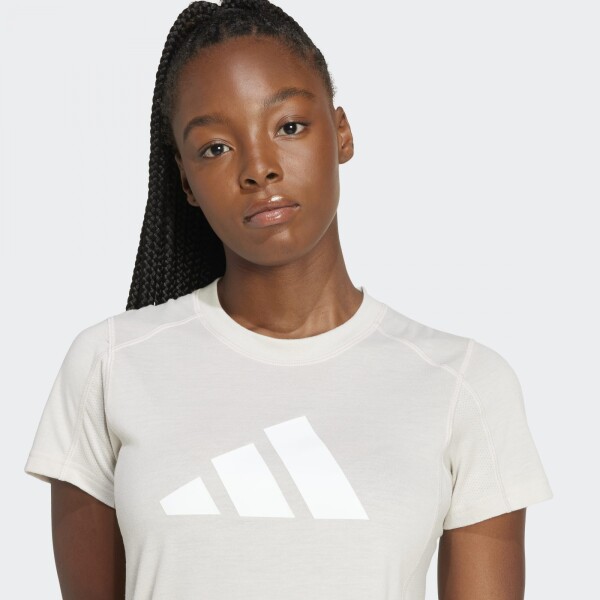 Remera Adidas Train Essentials Big Logo Beige