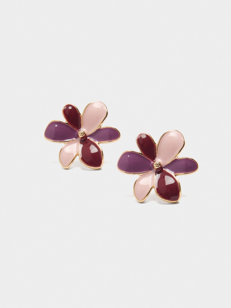 Pendientes De Flor Multicolor Esmaltados multicolor