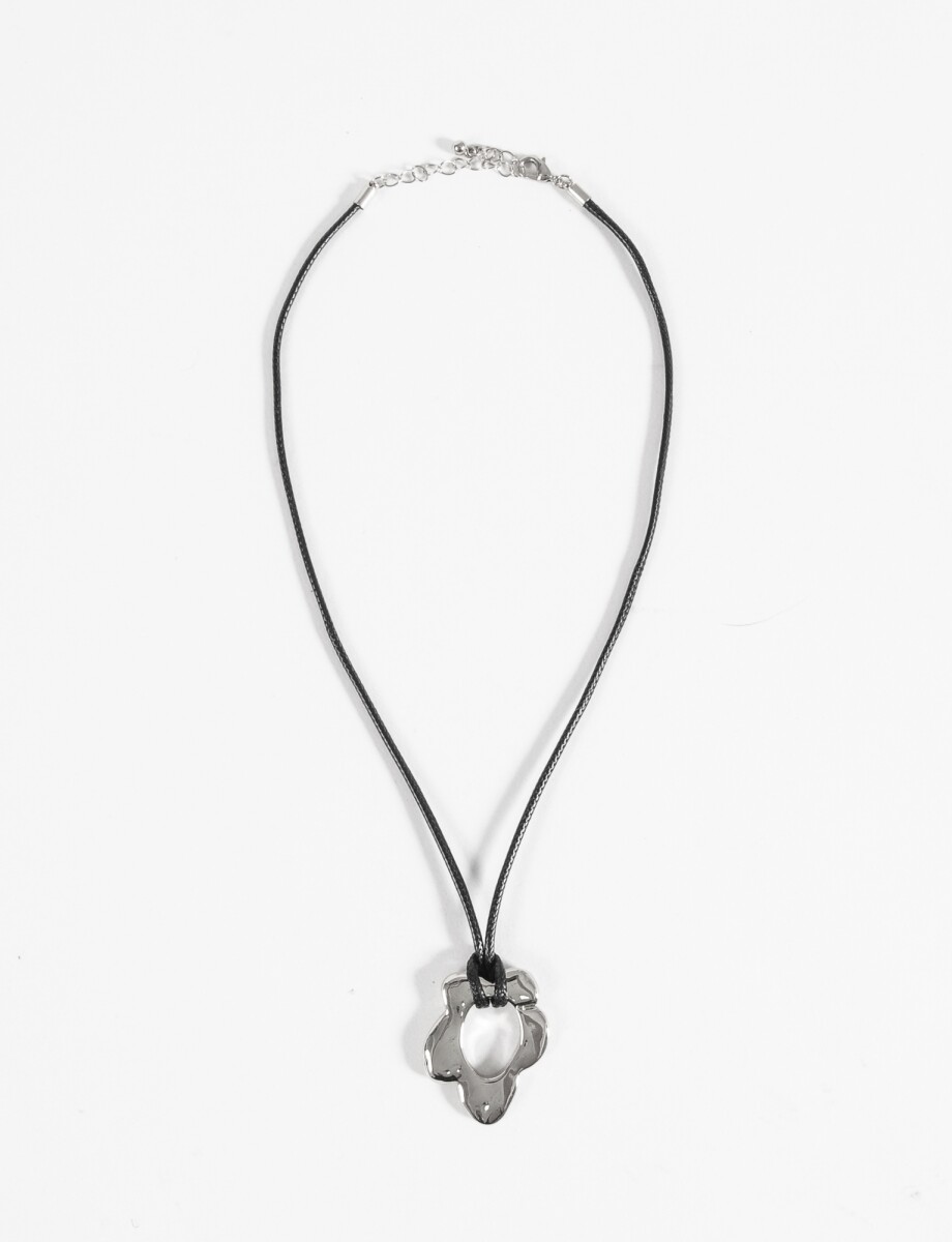 Collar cordón dije flor - plateado 