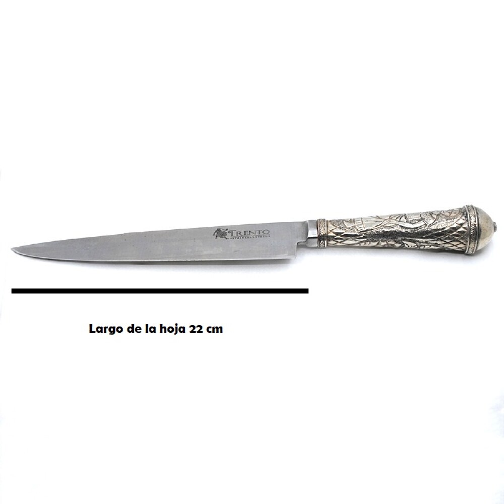 Cuchillo cabo de plata, hoja Trento stainless steel. Usado Cuchillo cabo de plata, hoja Trento stainless steel. Usado