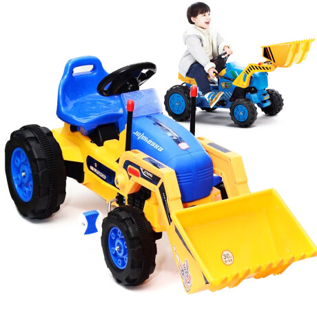 Tractor C/ Pala, Luces Y Sonido Excavadora A Pedal Azul/Amarillo