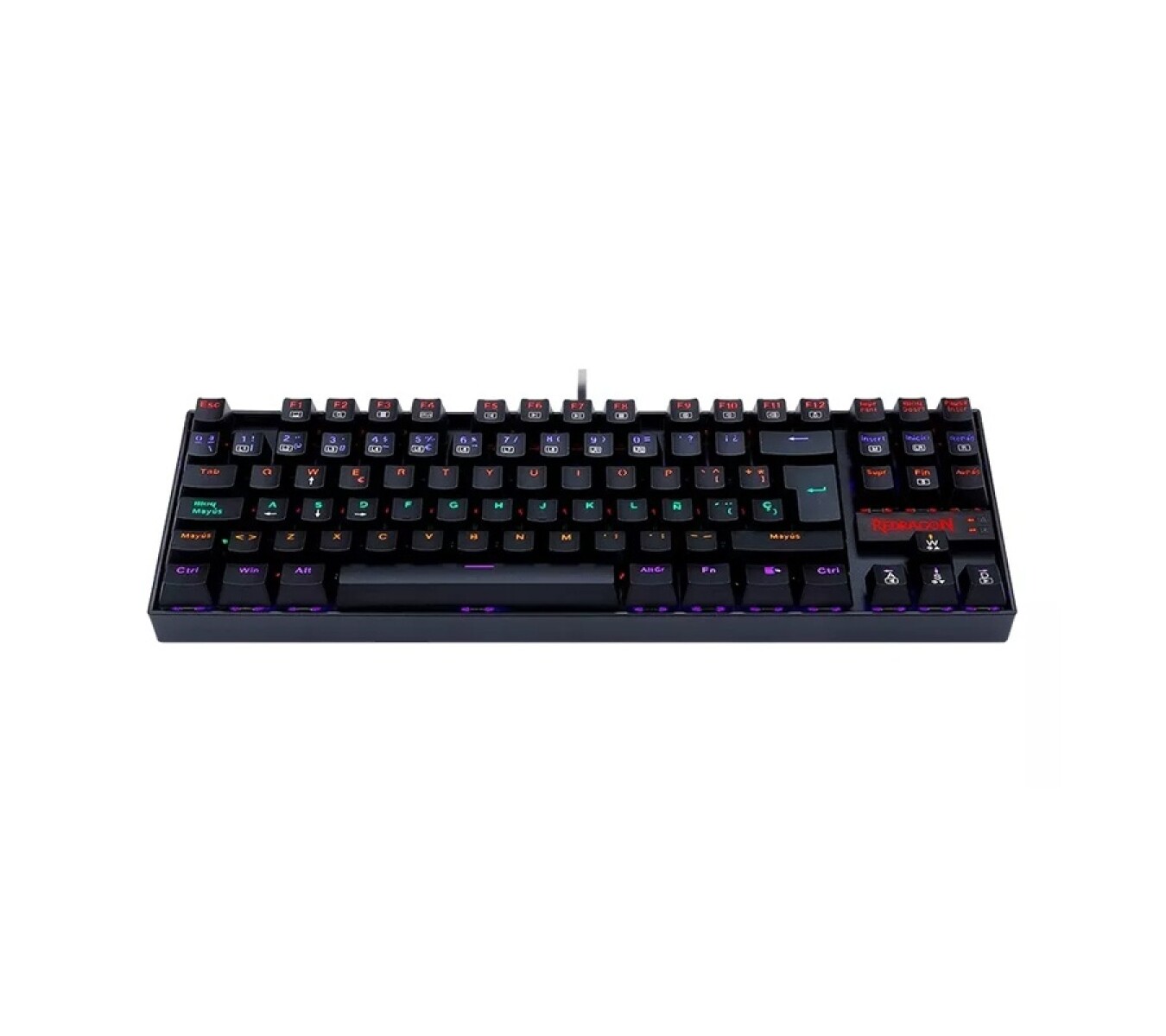 Teclado Gamer Redragon Kumara Rainbow Black Switch Red 