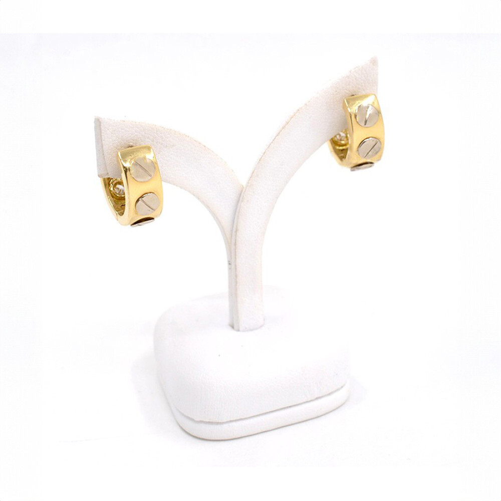 Aros En Oro 18K Combinado Y Brillantes Aros En Oro 18K Combinado Y Brillantes