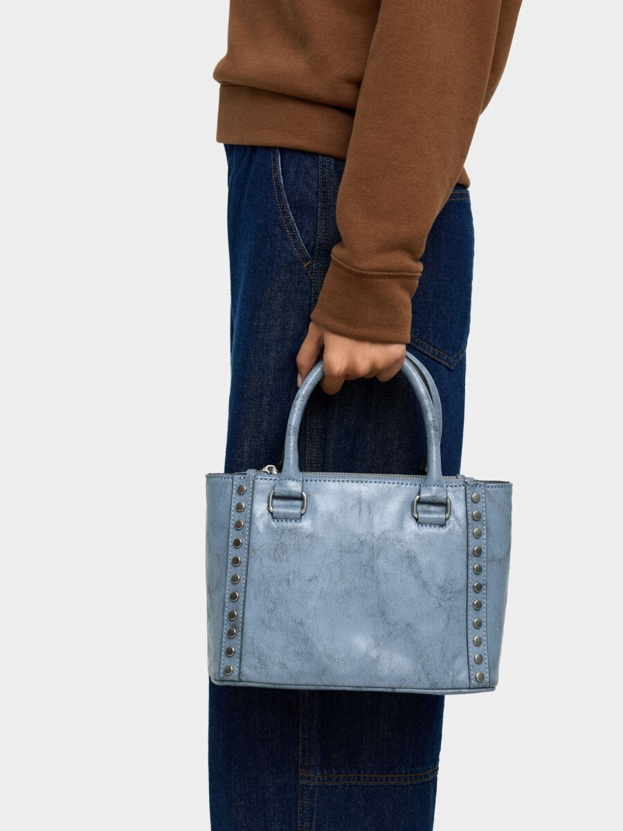 Bolso Tote Con Tachuelas azul