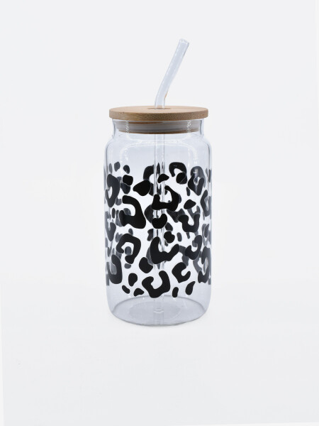 VASO CON SORBITO Y TAPA DE BAMBOO NEGRO