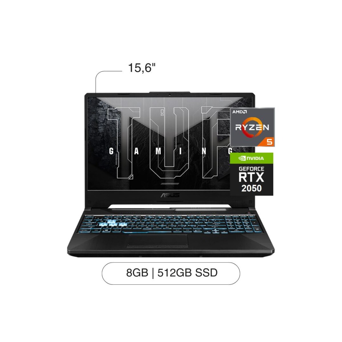 Notebook ASUS TUF Gaming A15 15,6' FHD 512GB 8GB R5-7535HS RTX 2050 