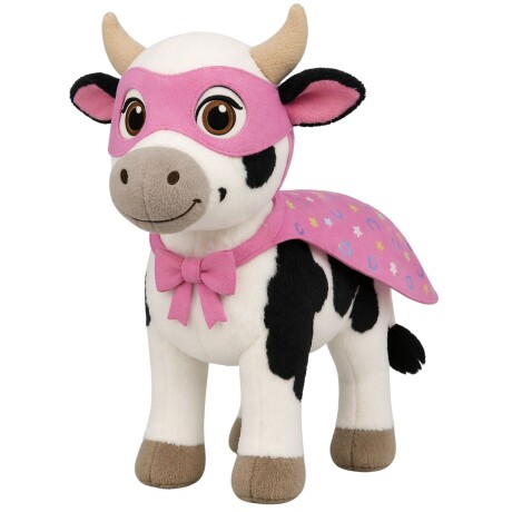 Peluche La Granja Superhéroes Musical Vaca Lola 20 cm BLANCO-NEGRO