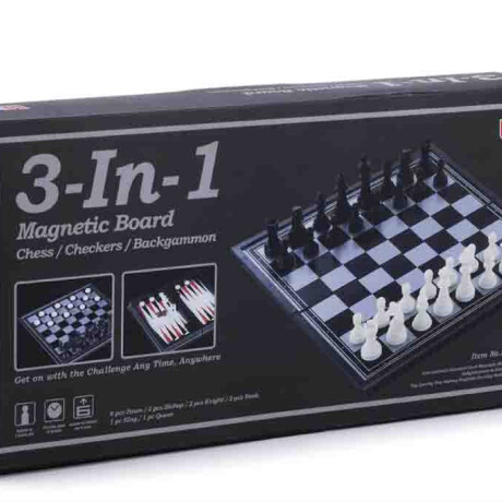Tablero magnético 3 en 1: Damas, backgamon y ajedrez Tablero magnético 3 en 1: Damas, backgamon y ajedrez