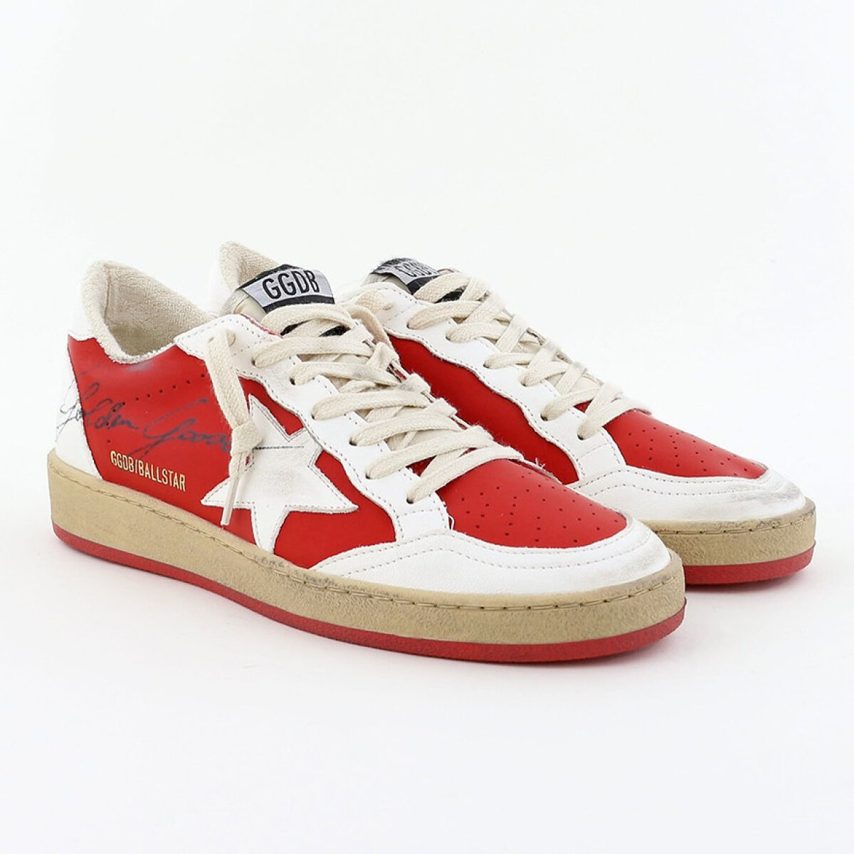 Golden Goose-Championes de cuero, Ballstar - Rojo 