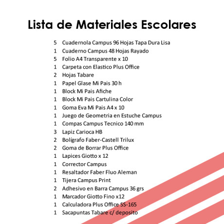 Lista de Materiales Escolares The Anglo School - 6º Centro Lista de Materiales Escolares The Anglo School - 6º Centro