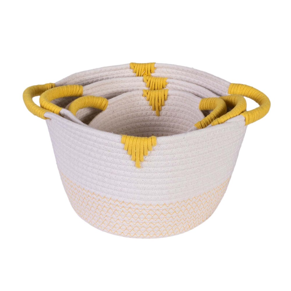 SET DE 3 CESTOS ALGODON AMARILLO B387
