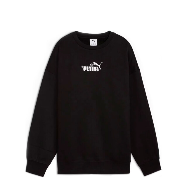 Buzo de Mujer Puma Overs Crew Fl Negro - Blanco