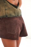 Rosette Leather Short Gamuza Chocolate