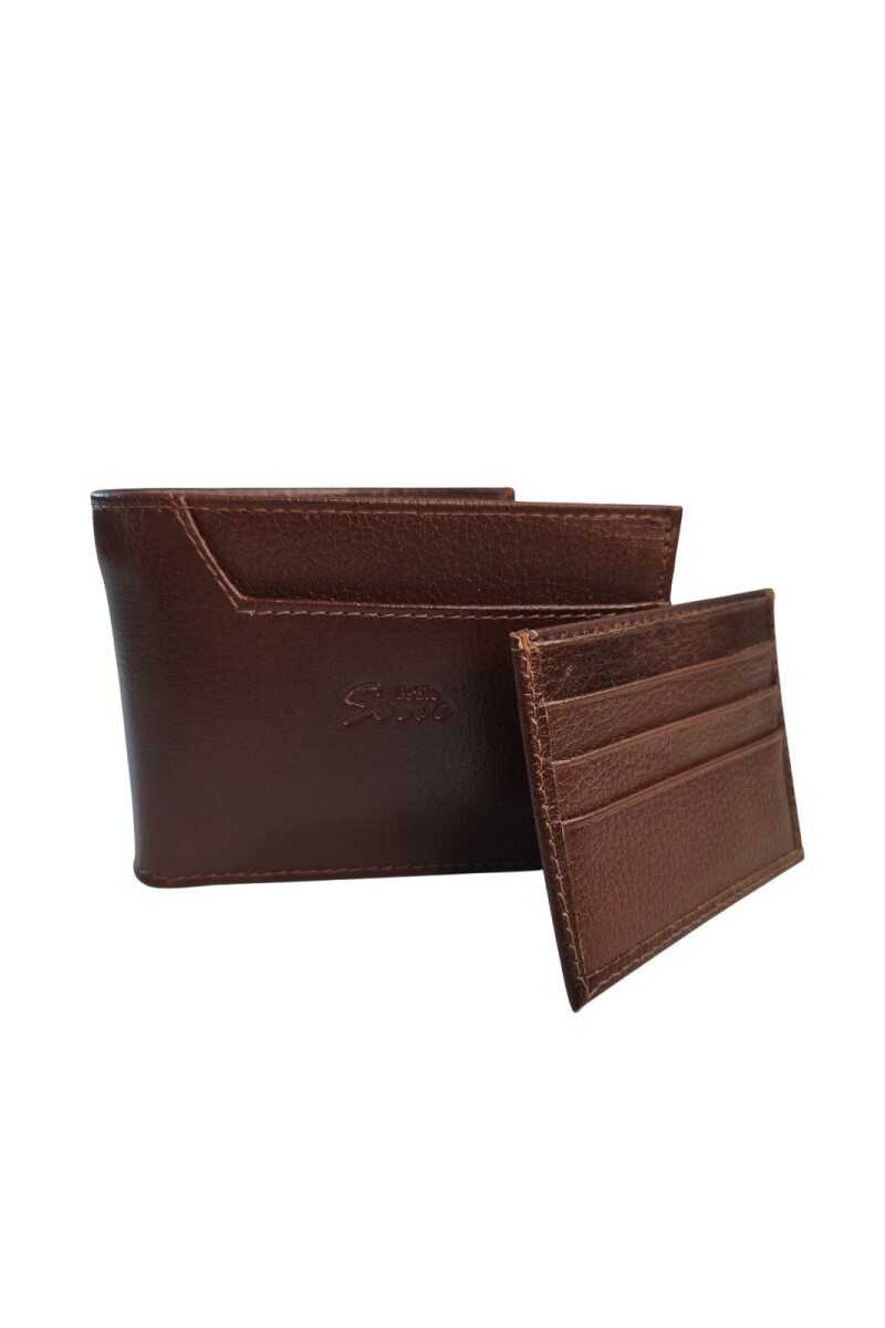 Billetera - Cuero Genuino con Tarjetero Extraíble Marrón