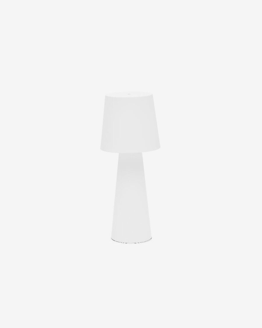 Lámpara de mesa Arenys grande de exterior con acabado pintado blanco