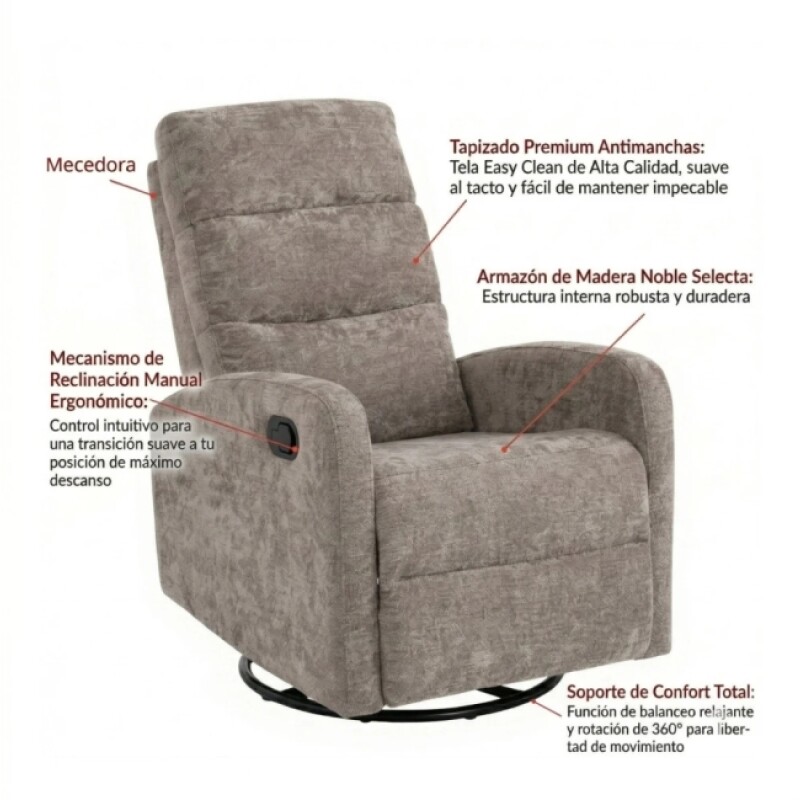 Sofa Recliner 360° Rocking Beige (5014/19) Sofa Recliner 360° Rocking Beige (5014/19)