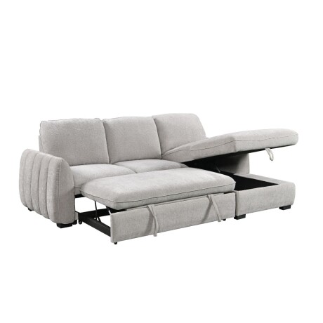 Rinconera Cama Thesi (C/Baúl) - Tela Microfibra - Chaise derecho City 451 (Gris)